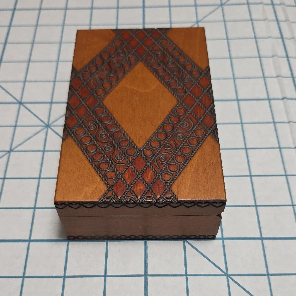 Polish Folk Art Box: Handmade Hinged Wooden Box #1,‎ Etched Designs, Vintage